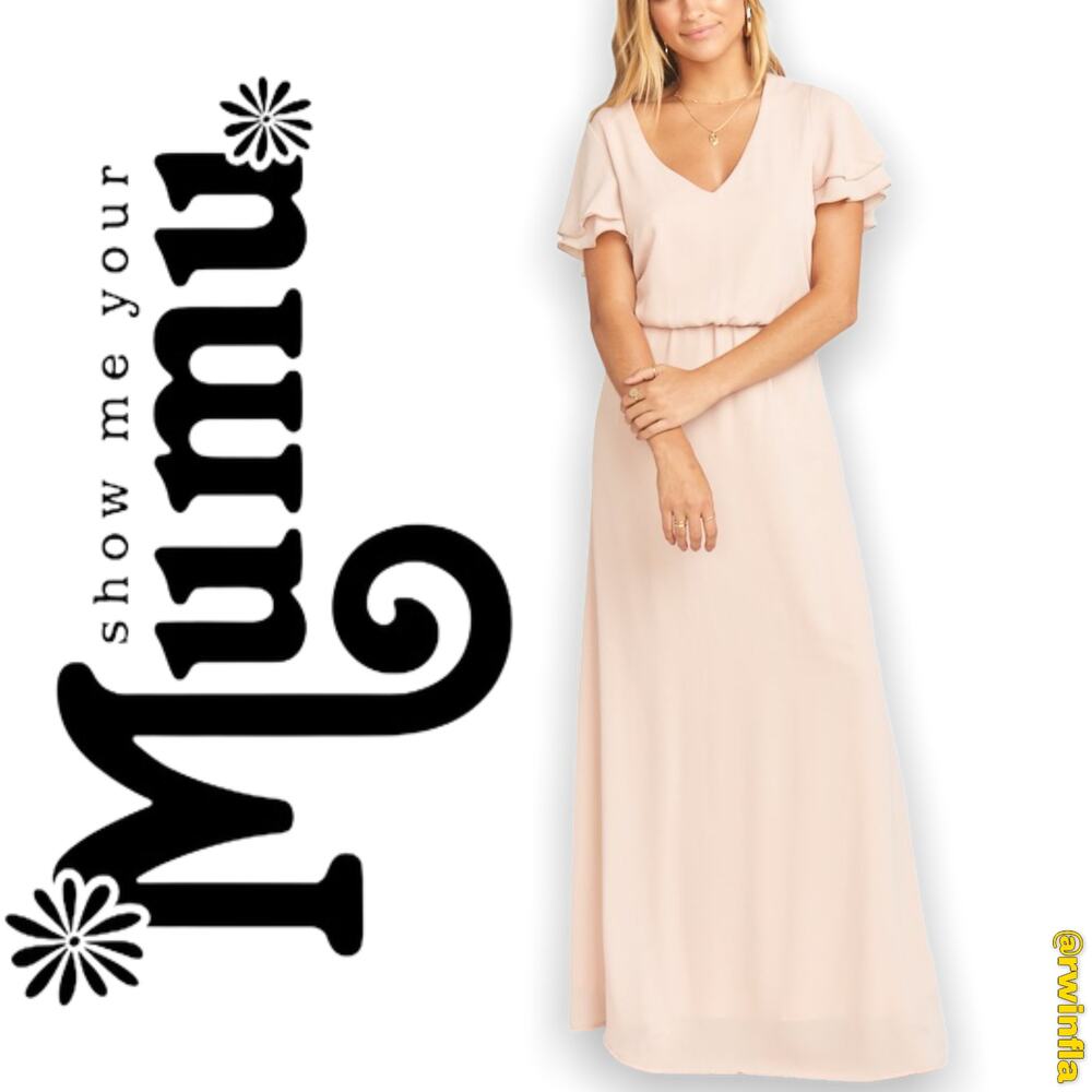 NWT SMYM Show Me Your Mumu Wedding Bridesmaid Michelle Maxi Dress Flutter Sleeve